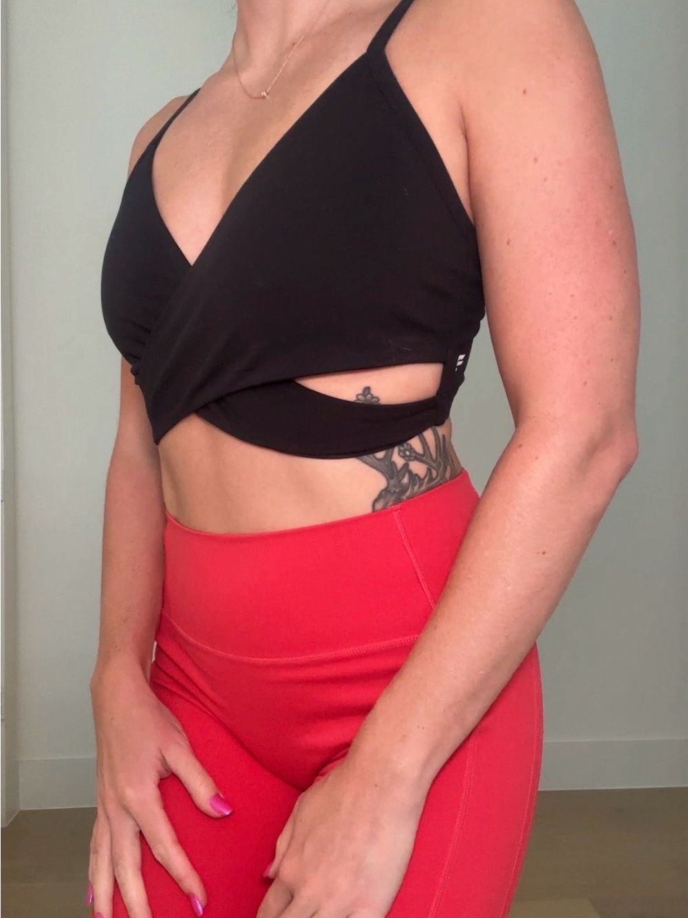 Black Wrap-Front Women's Sports Bra Medium